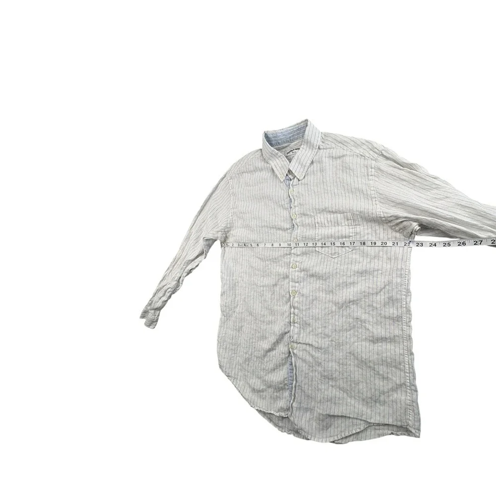 Jacobs &‎ Jacobs Slim Fit Linen Blend Stripe Button Shirt Mens XL Blue White
